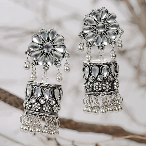 Silver Afgani Jhumka - The Earth Store - Fashion Accessories